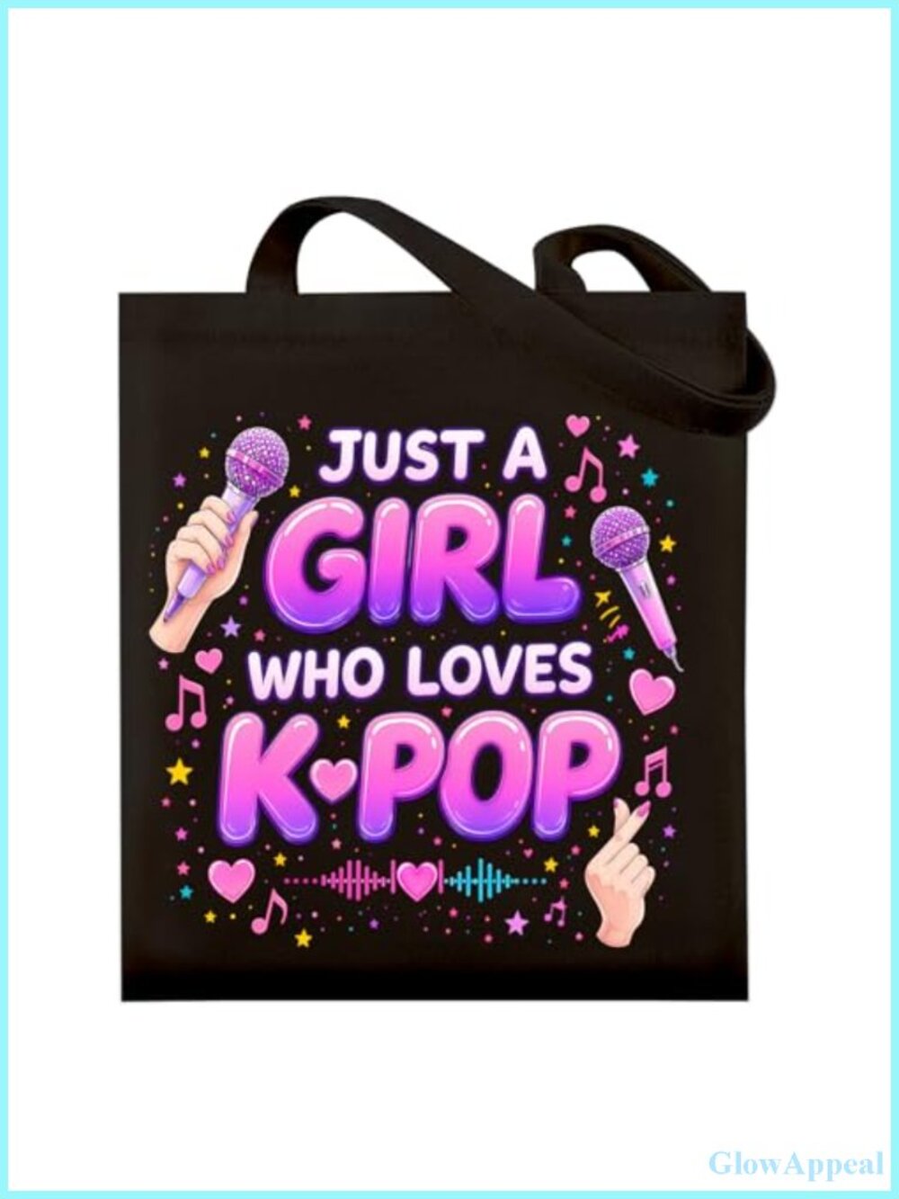Canvas Tote Bag for Kpop Lovers, Just a Girl Who Loves Kpop, Reusable, Large,